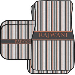 Gray Stripes Car Floor Mats Set - 2 Front & 2 Back (Personalized)