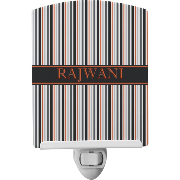 Custom Gray Stripes Ceramic Night Light (Personalized)