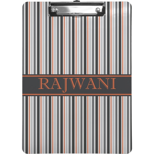 Custom Gray Stripes Clipboard (Letter Size) (Personalized)