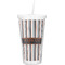 Grey Stripes Double Wall Tumbler with Straw (Personalized)