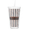 Gray Stripes Double Wall Tumbler with Straw (Personalized)