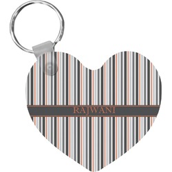 Gray Stripes Heart Plastic Keychain w/ Name or Text