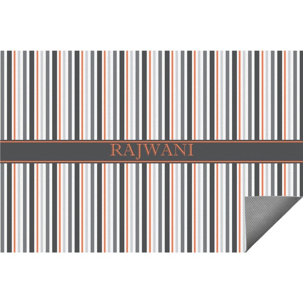 Custom Gray Stripes Indoor / Outdoor Rug - 6'x8' w/ Name or Text