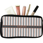 Gray Stripes Makeup / Cosmetic Bag - Small (Personalized)