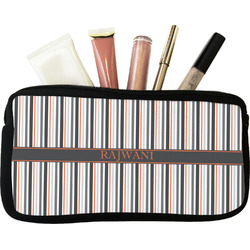 Gray Stripes Makeup / Cosmetic Bag (Personalized)