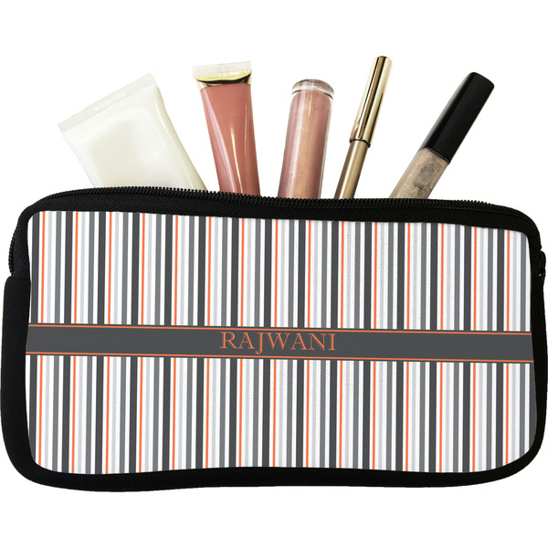 Custom Gray Stripes Makeup / Cosmetic Bag (Personalized)