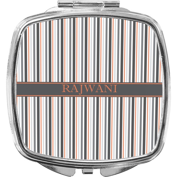 Custom Gray Stripes Compact Makeup Mirror (Personalized)