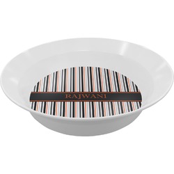 Gray Stripes Melamine Bowl (Personalized)