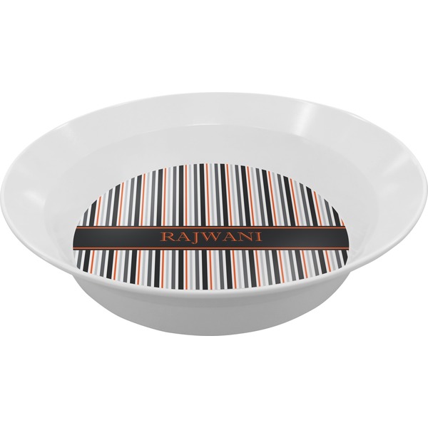 Custom Gray Stripes Melamine Bowl (Personalized)
