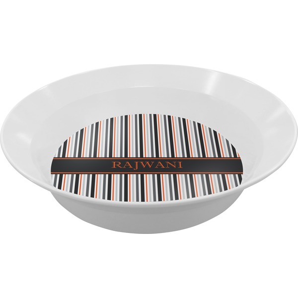 Custom Gray Stripes Melamine Bowl (Personalized)