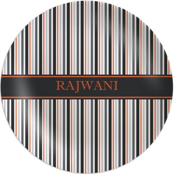 Custom Gray Stripes Melamine Plate (Personalized)