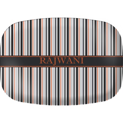 Gray Stripes Melamine Platter (Personalized)