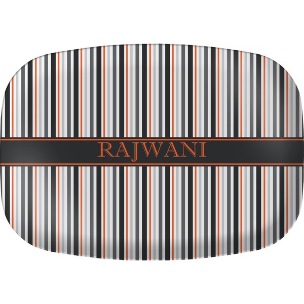 Custom Gray Stripes Melamine Platter (Personalized)