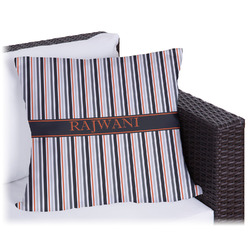 Gray Stripes Outdoor Pillow (Personalized)