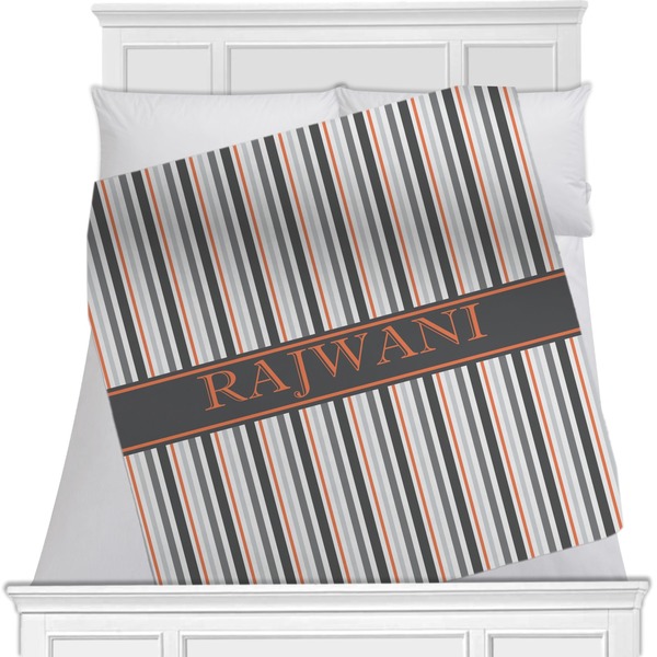 Custom Gray Stripes Minky Blanket - Toddler / Throw - 60"x50" - Single Sided (Personalized)