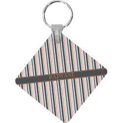 Gray Stripes Diamond Plastic Keychain w/ Name or Text