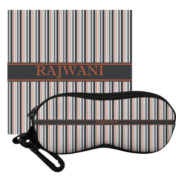 Custom Gray Stripes Eyeglass Case & Cloth (Personalized)