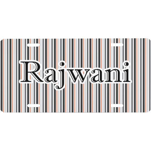 Custom Gray Stripes Front License Plate (Personalized)