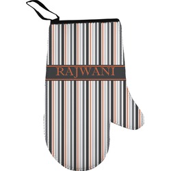 Gray Stripes Right Oven Mitt (Personalized)