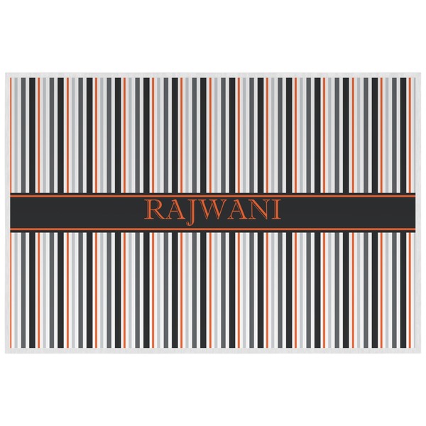 Custom Gray Stripes Laminated Placemat w/ Name or Text