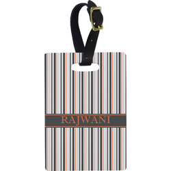 Gray Stripes Plastic Luggage Tag - Rectangular w/ Name or Text