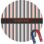 Gray Stripes Round Fridge Magnet (Personalized)