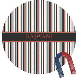 Gray Stripes Round Fridge Magnet (Personalized)