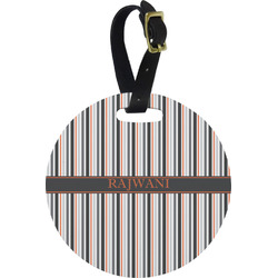 Gray Stripes Plastic Luggage Tag - Round (Personalized)