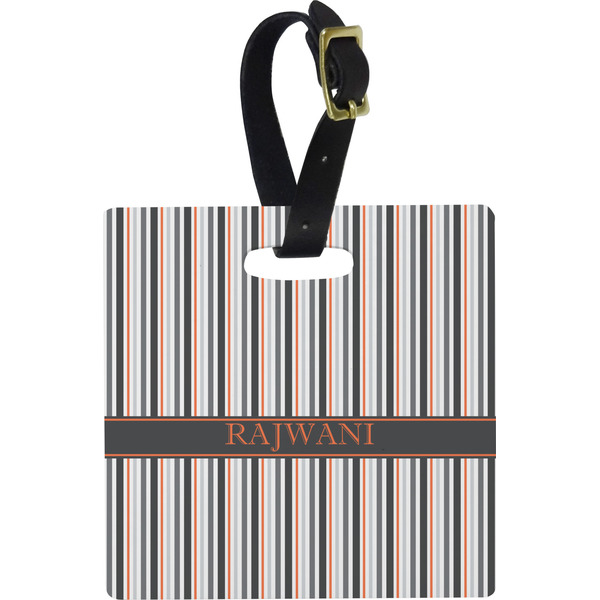 Grey Stripes Personalized Square Luggage Tag