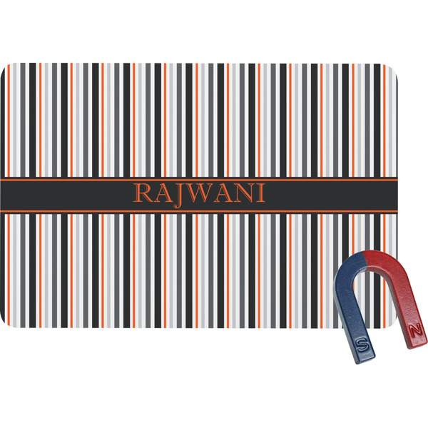 Custom Gray Stripes Rectangular Fridge Magnet (Personalized)