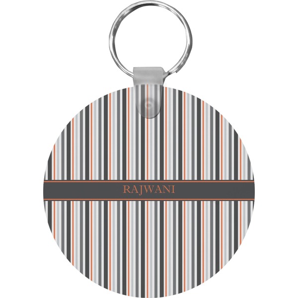 Grey Stripes Round Keychain (Personalized)