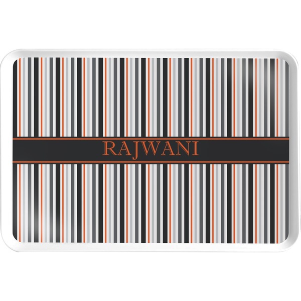 Custom Gray Stripes Serving Tray (Personalized)