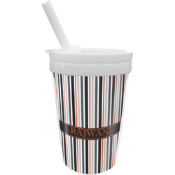 Gray Stripes Sippy Cup with Straw (Personalized)