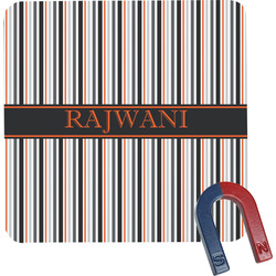 Gray Stripes Square Fridge Magnet (Personalized)