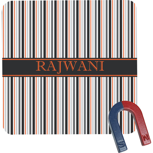 Custom Gray Stripes Square Fridge Magnet (Personalized)