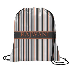 Gray Stripes Drawstring Backpack - Medium (Personalized)