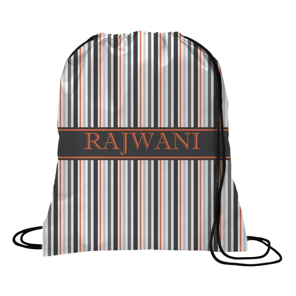 Custom Gray Stripes Drawstring Backpack - Medium (Personalized)