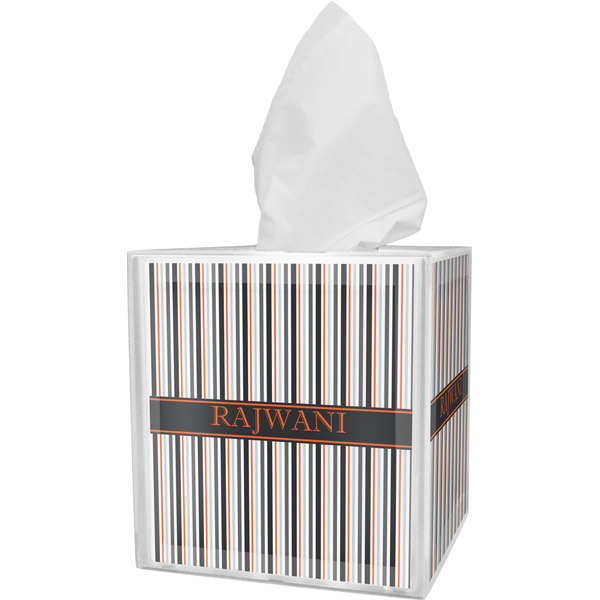 Custom Gray Stripes Tissue Box Cover (Personalized)