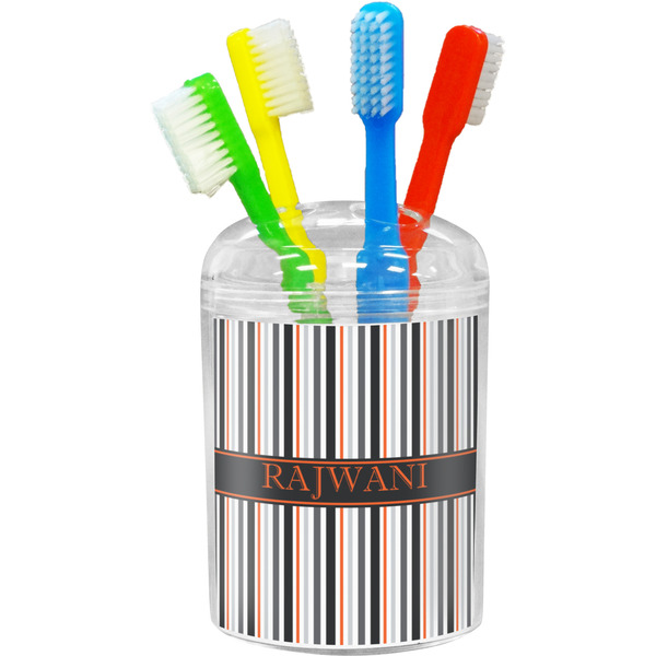 Custom Gray Stripes Toothbrush Holder (Personalized)
