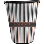 Gray Stripes Waste Basket - Single Sided (Black) (Personalized)