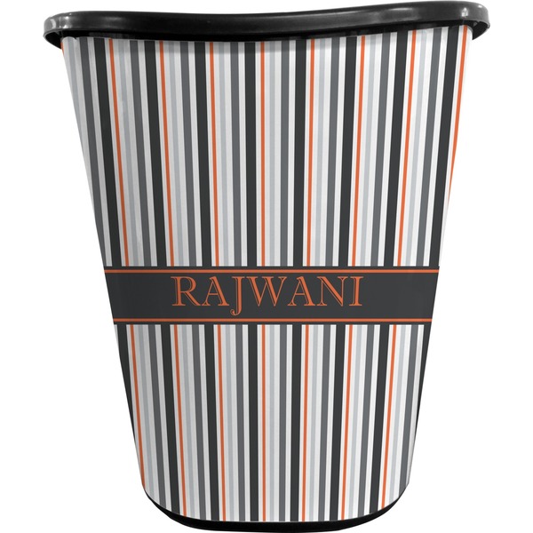 Grey Stripes Waste Basket (Black)