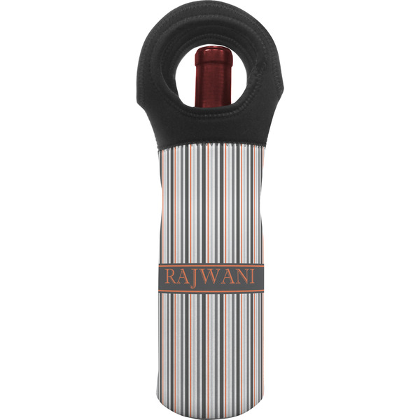 Custom Gray Stripes Wine Tote Bag (Personalized)