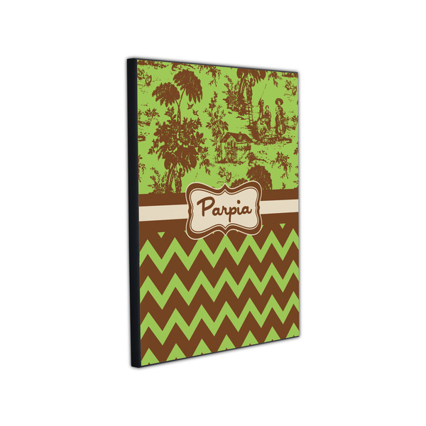 Green & Brown Toile & Chevron 11x14 Wood Print - Angle View