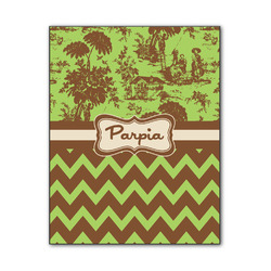 Green & Brown Toile & Chevron Wood Print - 11x14 (Personalized)