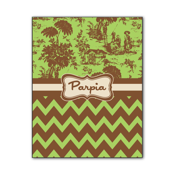 Custom Green & Brown Toile & Chevron Wood Print - 11x14 (Personalized)