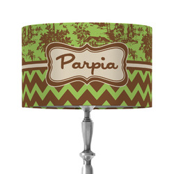 Green & Brown Toile & Chevron 12" Drum Lamp Shade - Fabric (Personalized)
