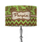 Green & Brown Toile & Chevron 12" Drum Lampshade - ON STAND (Fabric)