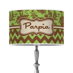 Green & Brown Toile & Chevron 12" Drum Lamp Shade - Poly-film (Personalized)