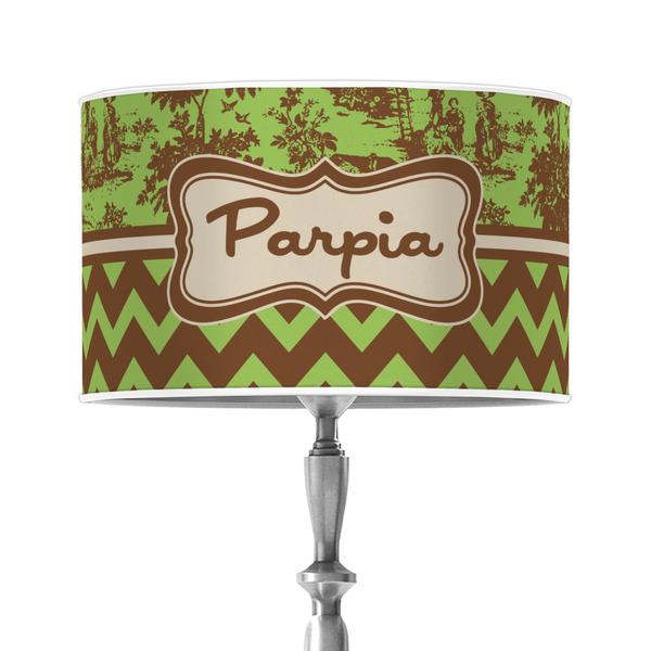 Custom Green & Brown Toile & Chevron 12" Drum Lamp Shade - Poly-film (Personalized)