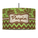 Green & Brown Toile & Chevron 12" Drum Pendant Lamp - Fabric (Personalized)